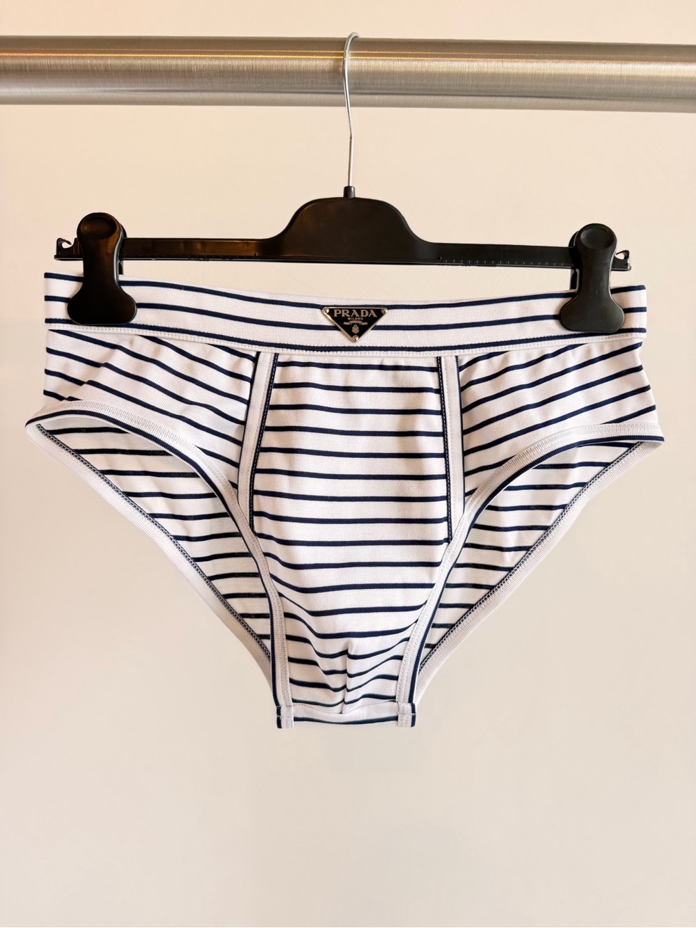Prada Men’s Swim Cotton Briefs Navy White Stripes Size 5/ US M